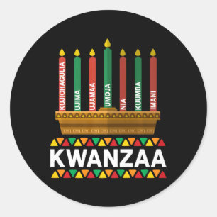 Adesivo Redondo Princípios Kwanzaa Candles Kinara Pan Afri