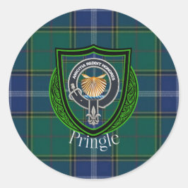 Adesivo Redondo Pringle Scottish Clan Tartan & Crest