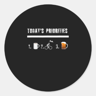 Adesivo Redondo Prioridades atuais Bicicleta Montanhosa Engraçada