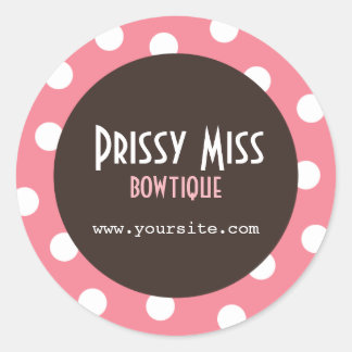Adesivo Redondo Prissy Miss Pink Bolinhas Chic Round Sticker