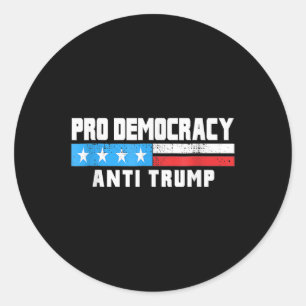 Adesivo Redondo Pro Democracia - Anti Trump 4 De Julho Patriótico