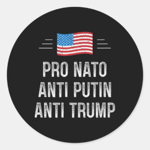 Adesivo Redondo Pró Nato - Anti Putin - Anti Trump - Estilo Retrô 