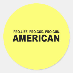 Adesivo Redondo Pro-vida. Pro-Deus. Americano da Pro-Arma