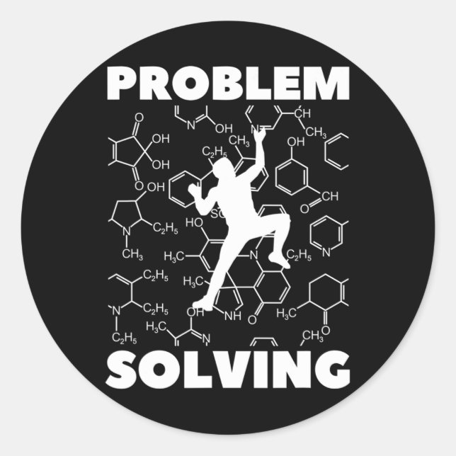 Adesivo Redondo Problem Solving Climber, Rock Climbing Chemistry,  (Frente)