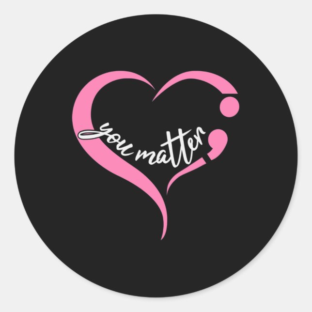 Adesivo Redondo Problema Dos Jovens: Saúde Mental Semicolon E Suic (Frente)