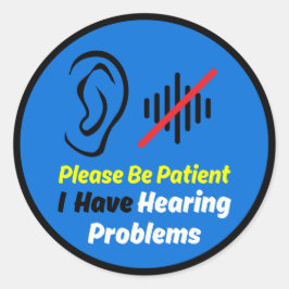 Adesivo Redondo Problemas de audição design azul