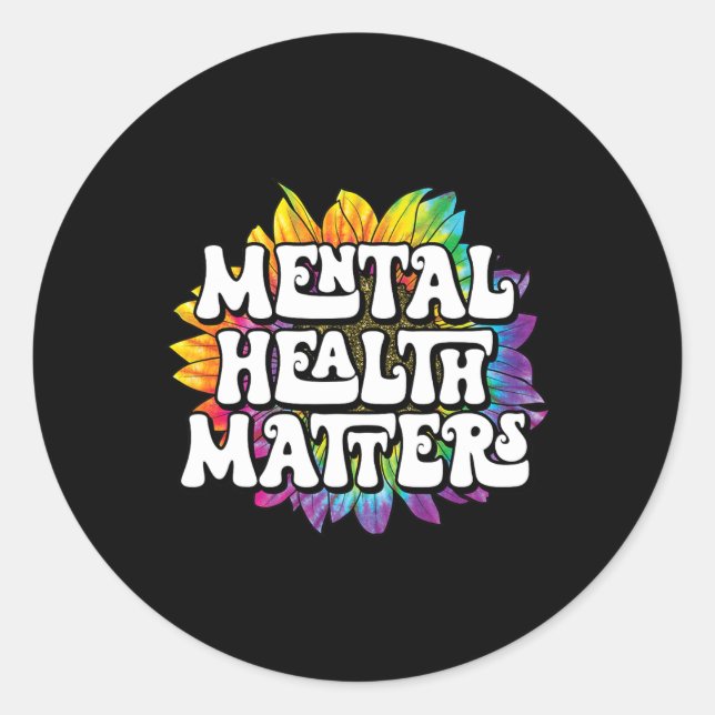 Adesivo Redondo Problemas de Saúde Cérebro Doença Mental Alarme (Frente)