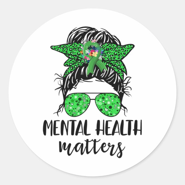 Adesivo Redondo Problemas de saúde Mensy Bun Gift Mental Health Aw (Frente)