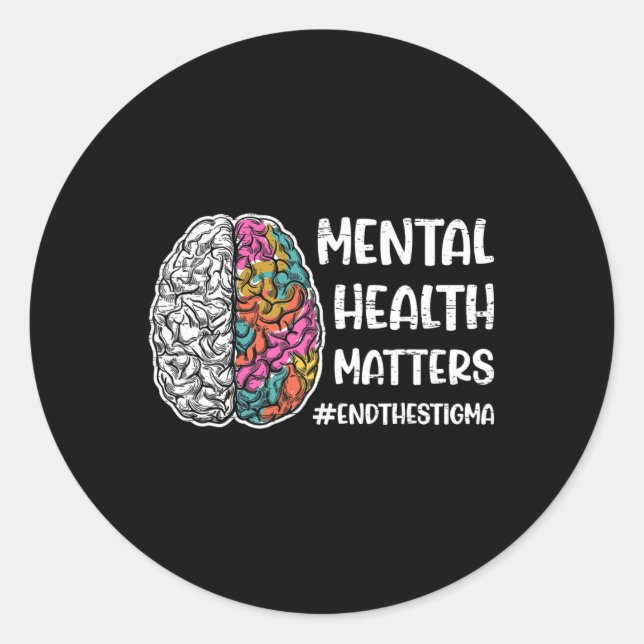 Adesivo Redondo Problemas de saúde mental (Frente)