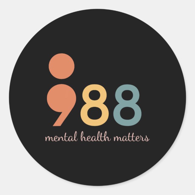 Adesivo Redondo Problemas de Saúde Mental do Semicolão Prevenção d (Frente)