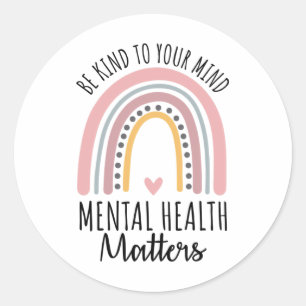 Adesivo Redondo Problemas de saúde mental gentis Bolinhas Rainbow 