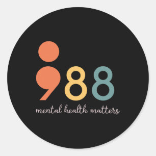 Adesivo Redondo Problemas de Saúde Mental Suicídio Prevenção 988 P