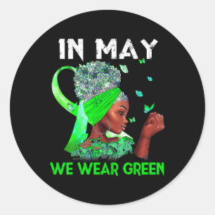 Adesivo Redondo Problemas de saúde Vestimos o Green Mental Health