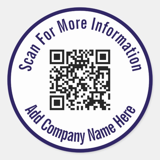 Adesivo Redondo Procurar Mais Informações Código QR Azul Escuro Az (Frente)