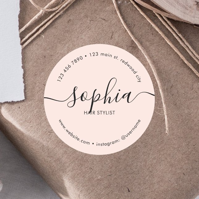 Adesivo Redondo Produto Comercial Caligrafia Cintilante (Criador carregado)