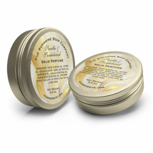 Adesivo Redondo Produto cosmético Dourado de sabão branco e esmaec
