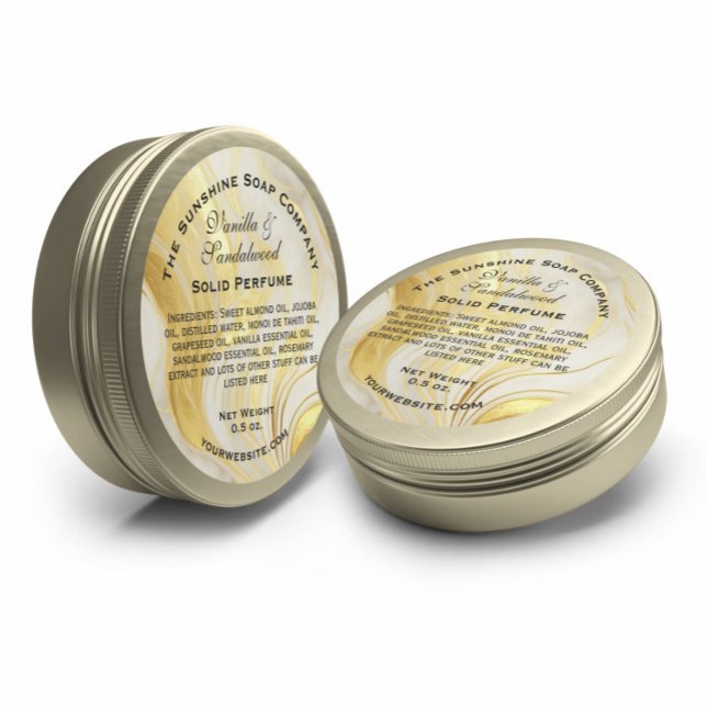 Adesivo Redondo Produto cosmético Dourado de sabão branco e esmaec (Criador carregado)