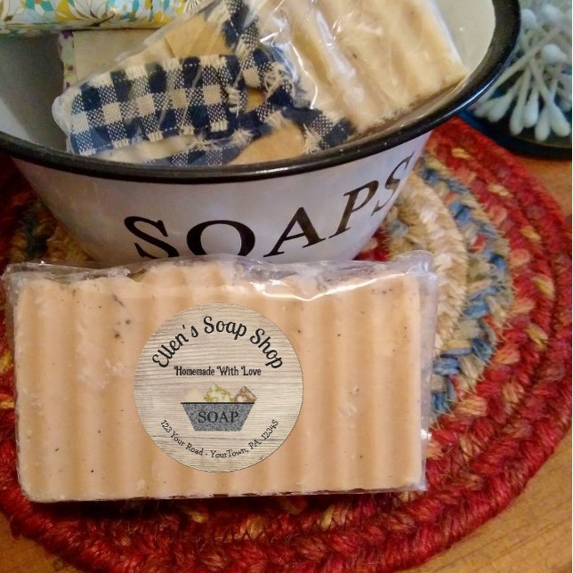 Adesivo Redondo Produto de sabão de estilo country (Criador carregado)