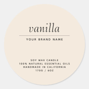 Adesivo Redondo Produto de velas para embalagens de bege moderno
