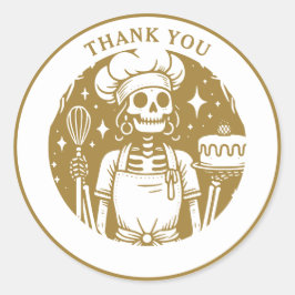 Adesivo Redondo Produto Dourado para cozinheiros