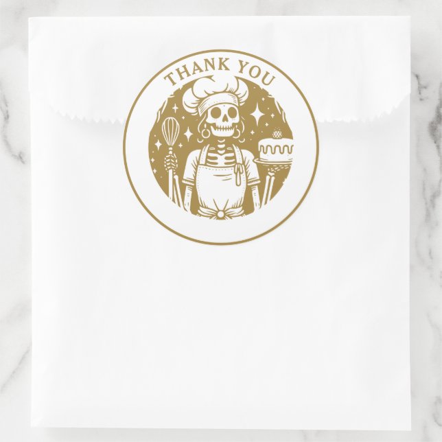 Adesivo Redondo Produto Dourado para cozinheiros (Bolsa)