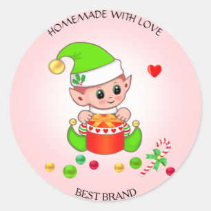 Adesivo Redondo Produto Duende de Natal & Rótulo de Pote Caseiro