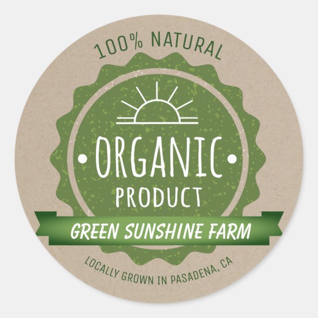 Adesivo Redondo Produto Ecológico Orgânico Natural Personalizado (Frente)