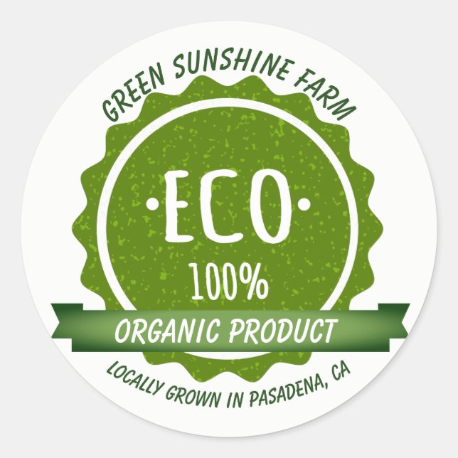 Adesivo Redondo Produto Ecológico Orgânico Natural Personalizado (Frente)