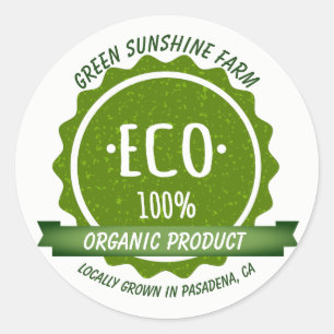 Adesivo Redondo Produto Ecológico Orgânico Natural Personalizado