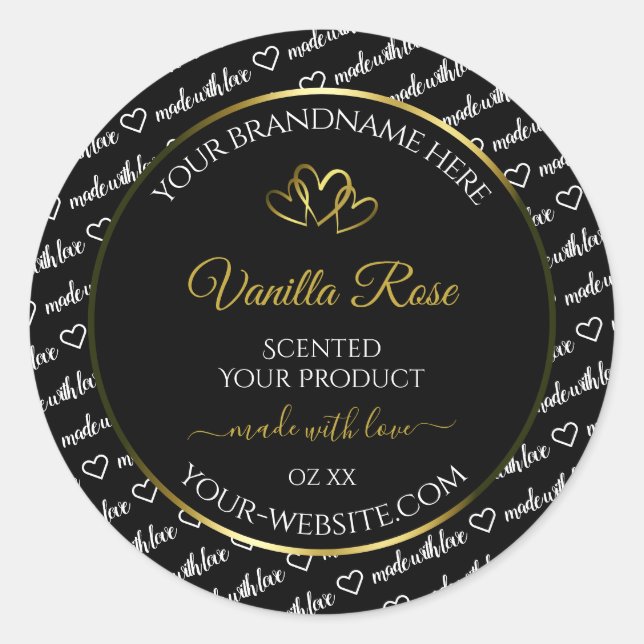 Adesivo Redondo Produto em Nuvem de Palavra Branca Preta Rotulagen (Frente)