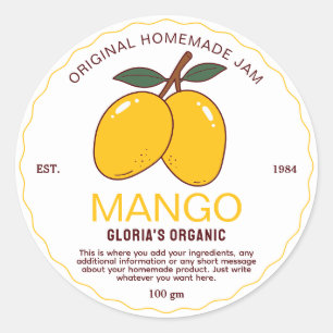 Adesivo Redondo Produto Homemade do Mango da Fruta Vintage