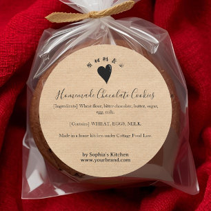 Adesivo Redondo Produto Ingrediente de Padaria Kraft Valentine Hea