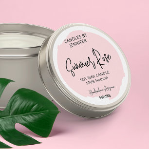 Adesivo Redondo Produto moderno de cor-de-água cor-de-rosa esfarel