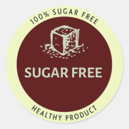 Adesivo Redondo Produto saudável, sem açúcar