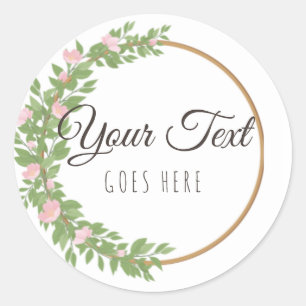 Adesivo Redondo Produto Simples Trendy Floral Wreath