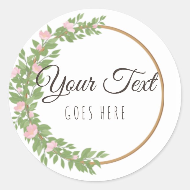 Adesivo Redondo Produto Simples Trendy Floral Wreath (Frente)