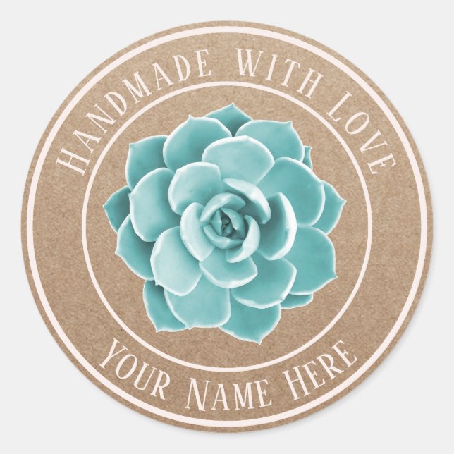 Adesivo Redondo Produto Terapêutico com Suculente (Frente)