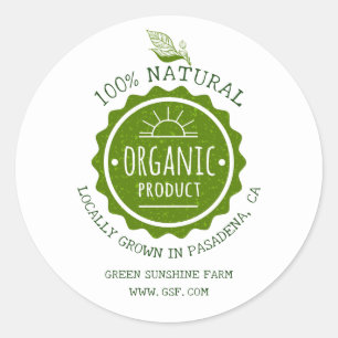 Adesivo Redondo Produto Verde Orgânico Natural Personalizado