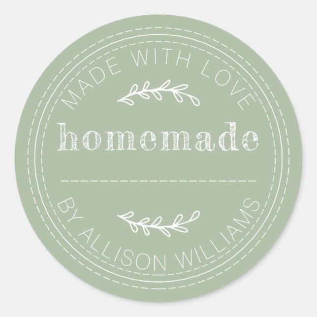 Adesivo Redondo Produtos Assados Caseiros Rústicos Pote de Geleia  (Frente)