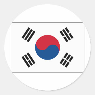 Adesivo Redondo Produtos da bandeira de Coreia do Sul