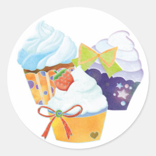 Adesivo Redondo Produtos de padaria de Cupcake em forma de cuecas