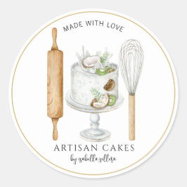 Adesivo Redondo Produtos de padaria pastelaria de cozinheiros