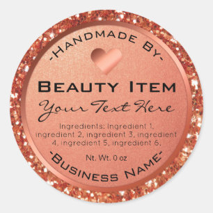 Adesivo Redondo Produtos De Tratamento De Pele Com Rosa Dourado Gl