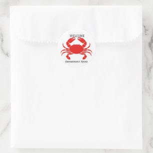 Adesivo Redondo Produtos do mar de caranguejo vermelho moderno e s