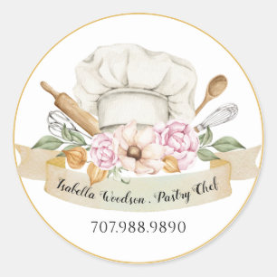 Adesivo Redondo Produtos para padeiros de pastelaria e cozinheiros