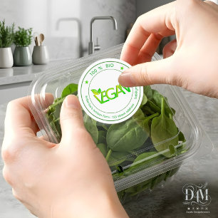 Adesivo Redondo Produtos Saudáveis, Bio Orgânicos Veganos Ecológic