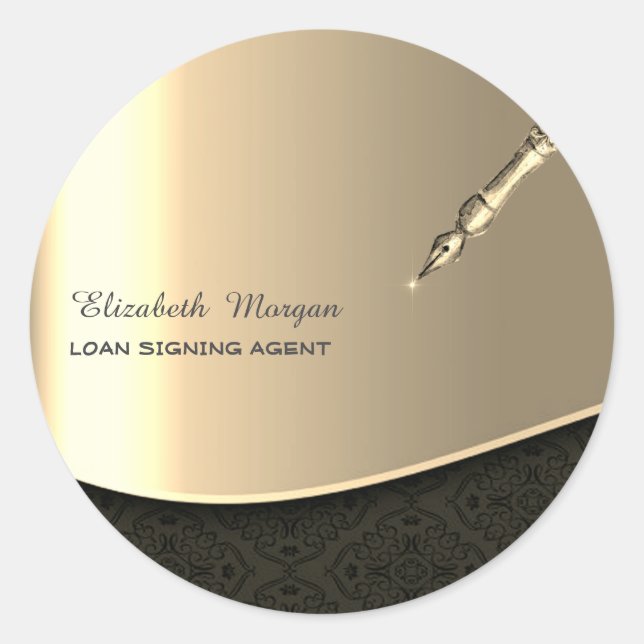 Adesivo Redondo Professional Luxury Gold Pen Notary  (Frente)