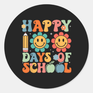 Adesivo Redondo Professor Aluno 100º Dia da Escola Feliz 100 Dias