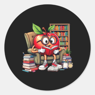 Adesivo Redondo Professor Amante de Ler Livros da Apple 100 Dias d