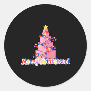 Adesivo Redondo Professor da Torre Rosa Montessori Árvore de Natal